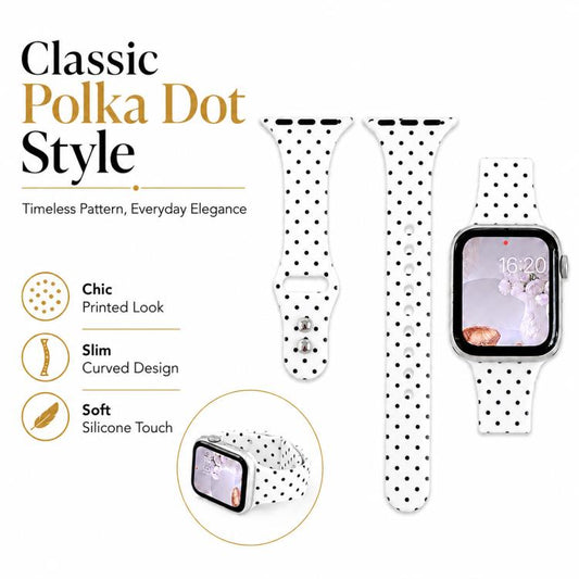 Slim Dual-Stud Buckle Dots Printed Silicone Watch Band, For Apple Watch 46mm / 49mm / 45mm / 44mm, For Apple Watch 42mm / 41mm / 40mm / 38mm