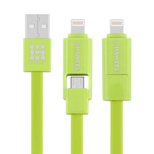 HAWEEL 1m 2 in 1 Micro USB & 8 Pin to USB Data Sync Charge Cable, 2 in 1, 2 in 1 Cable in two connectors