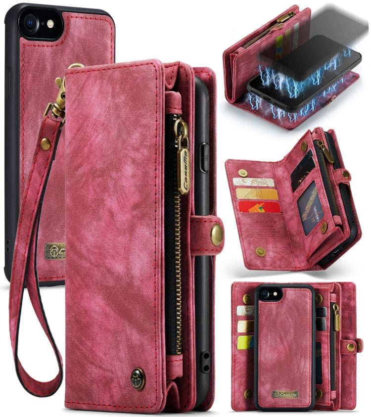 CaseMe for iPhone 8 & 7 Multifunctional Leather Billfold with Detachable Magnetic PC Back Protective Case & Holder & 10 Card Slots & 3 Cash Slots & 1 Zipper Wallet & 2 Photo Frames & 3 Magnetic Clasps, For iPhone 8 & 7, For 8 & 7