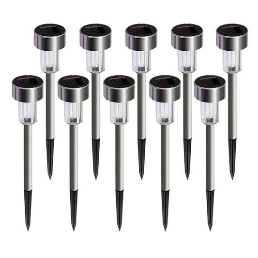 10 PCS Solar Energy Outdoor Lawn Lamp Stainless Steel IP65 Waterproof LED Decorative Garden Light