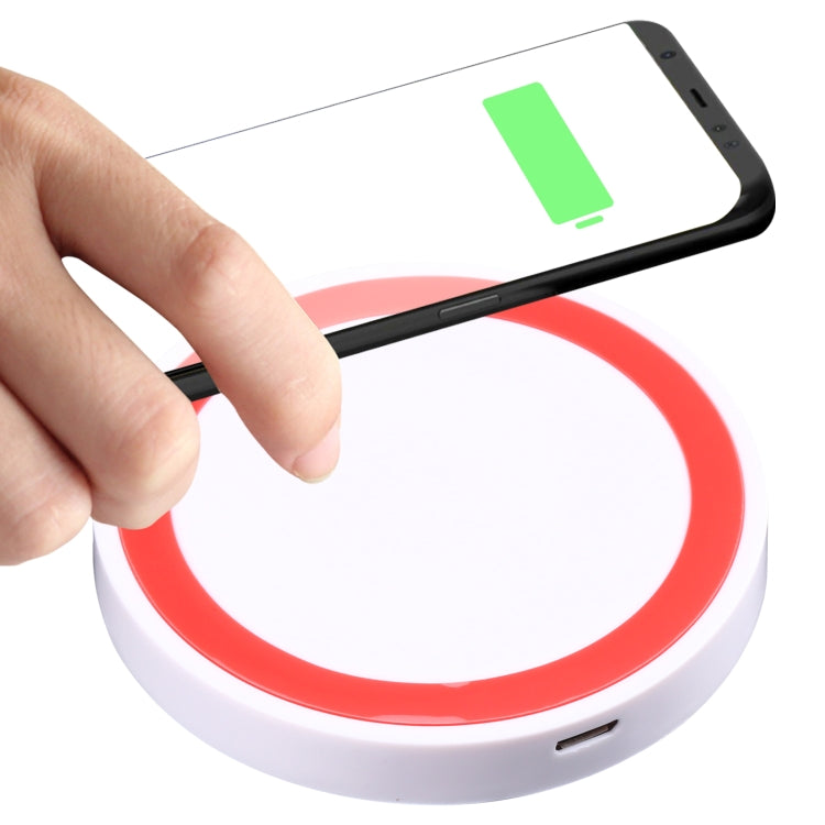 Universal QI Standard Round Wireless Charging Pad (White + Red), White, Black + White, White + Orange, Black + Orange, White + Black, Black + Blue, Black + Red, Grey+Black, White + Red, White + Blue
