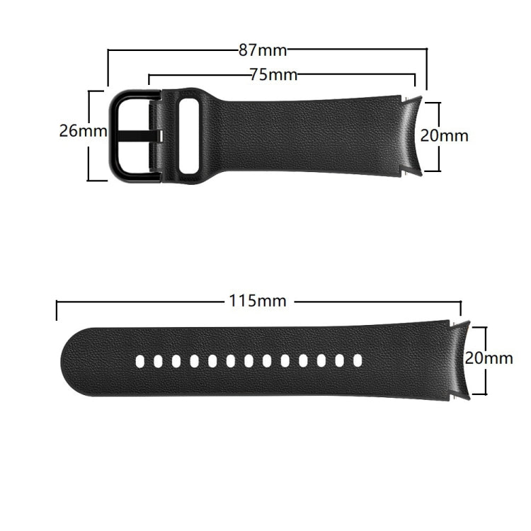 20mm Silicone Adhesive Leather Watch Band, For Samsung Galaxy Watch 4 Classic 46mm, For Samsung Galaxy Watch 4 Classic 42mm, For Samsung Galaxy Watch Active 2