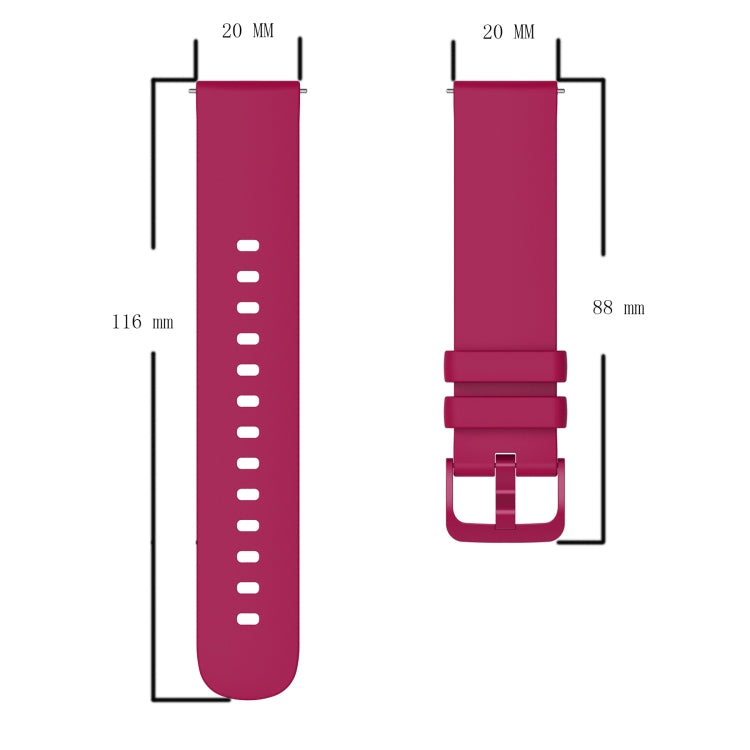 20mm Solid Color Soft Silicone Watch Band, For Samsung Gear S2 Classic, For Samsung Galaxy Watch Active 2 40mm