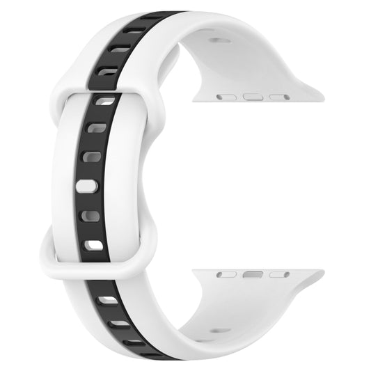 Butterfly Buckle Two-Color Silicone Watch Band, For Apple Watch Ultra 49mm, For Apple Watch Series 8&7 45mm, For Apple Watch Series 8&7 41mm