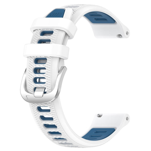 20mm Sports Two-Color Steel Buckle Silicone Watch Band, For Samsung Galaxy Watch Active2 40mm, For Samsung Galaxy Watch Active2 44mm, For Samsung Galaxy Watch 42mm, For Samsung Galaxy Watch 6 Classic 47mm