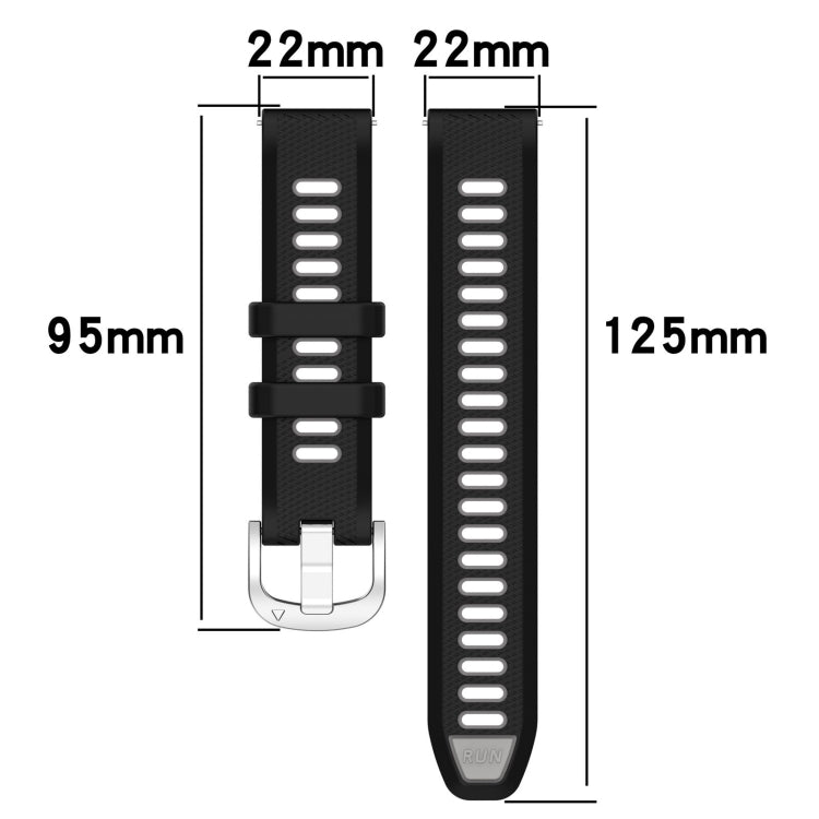 22mm Sports Two-Color Steel Buckle Silicone Watch Band, For Xiaomi Haylou RT2 LS10, For Xiaomi Haylou RS4 LS12