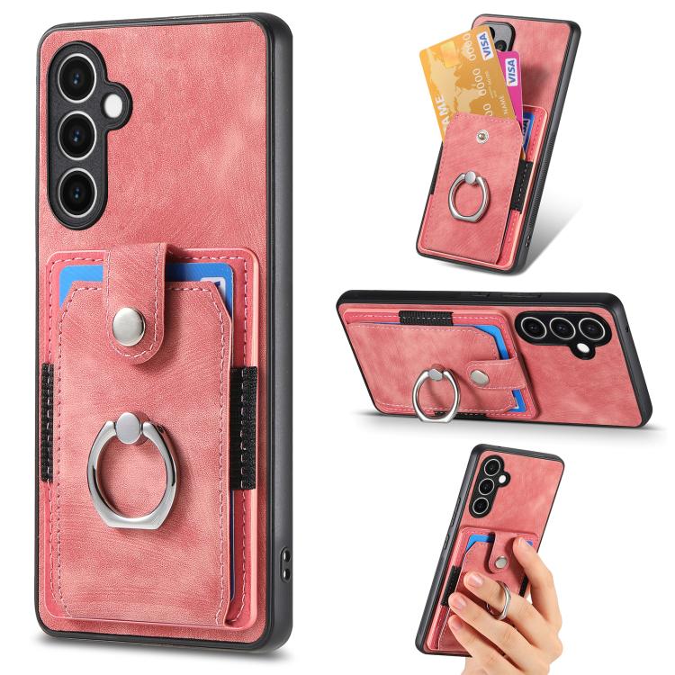 Retro Skin-feel Ring Card Wallet Phone Case, For Samsung Galaxy S24 FE 5G, For Sumsung Galaxy A55 5G, For Samsung Galaxy A35 5G, For Samsung Galaxy S24 Ultra 5G, For Samsung Galaxy S24+ 5G, For Samsung Galaxy A15, For Samsung Galaxy S8+
