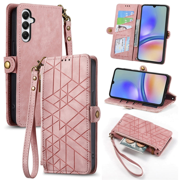 Geometric Zipper Wallet Side Buckle Leather Phone Case, Samsung Galaxy A05s, For Samsung Galaxy A25 5G, For Samsung Galaxy S23 FE 5G, For Samsung Galaxy A24 4G, For Samsung Galaxy A23 5G, For Samsung Galaxy A14 4G, For Samsung Galaxy A24 5G