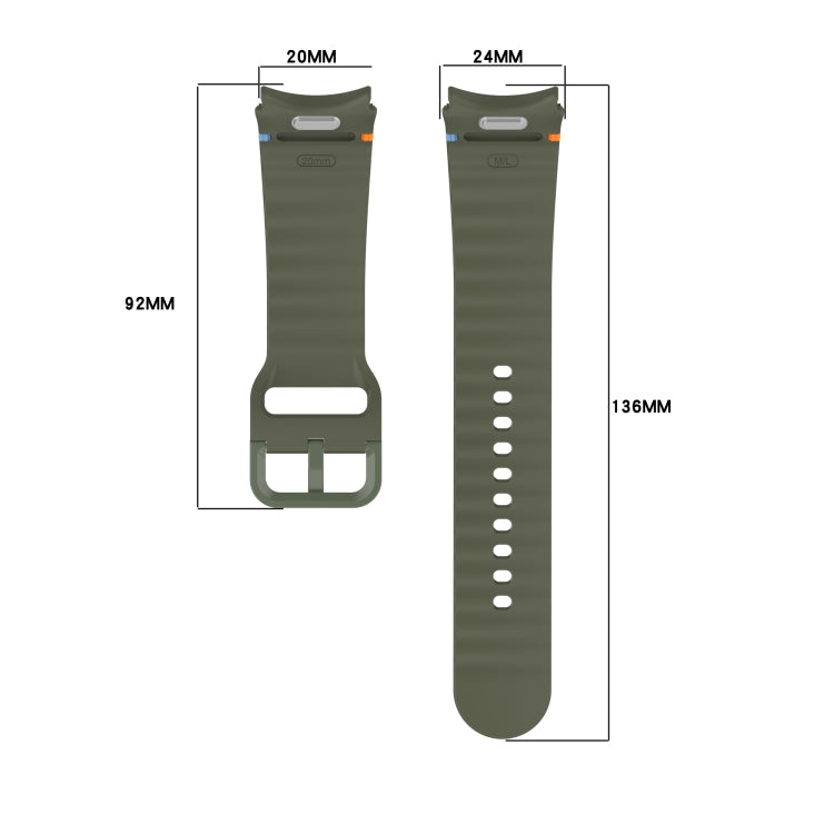 Wavy Grain Stitched Quick Release Silicone Watch Band, For Samsung Galaxy Watch FE 40mm, For Samsung Galaxy Watch 7 44mm, For Samsung Galaxy Watch 7 40mm, For Samsung Galaxy Watch 6 Classic 47mm