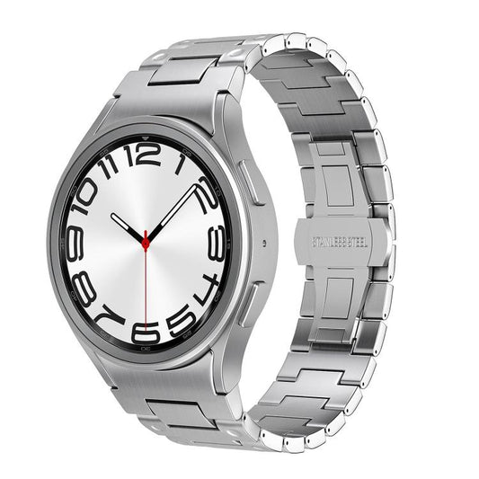 Push Button Mechanical Style Butterfly Clasp Metal Watch Band, For Samsung Galaxy Watch FE / 7 / 6 / 5 / 4