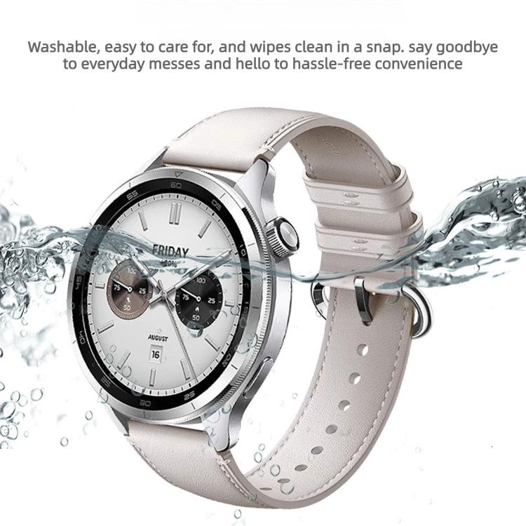 Solid Color Round Buckle Genuine Leather Watch Band, For Xiaomi Watch S4