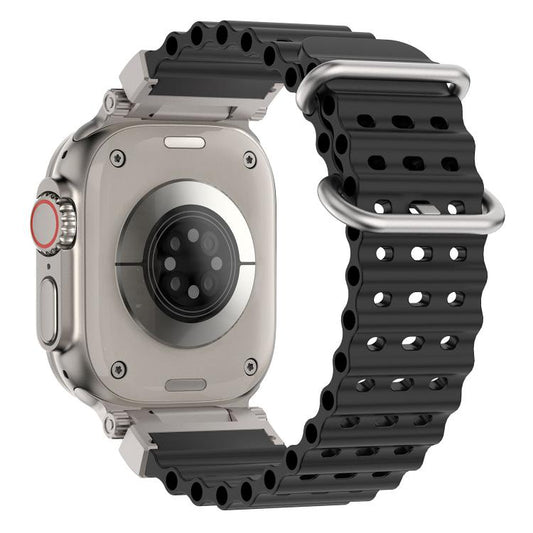 Pioneer Ocean Mecha Metal Connector Silicone Watch Band, For Apple Watch 46mm / 49mm / 45mm / 44mm