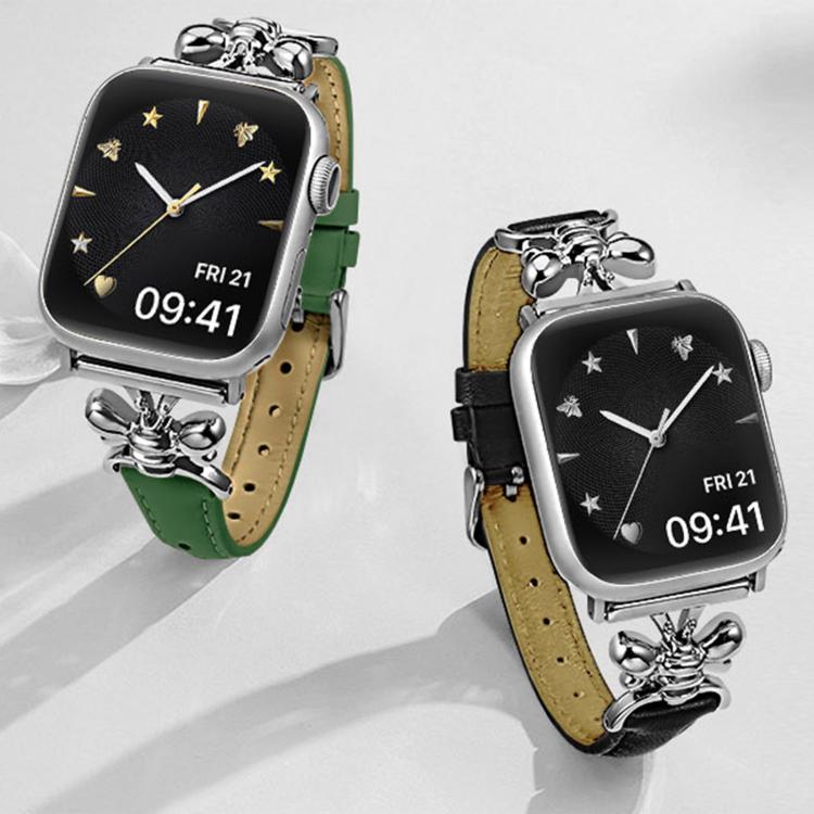 Metal Little Bee Vegan Leather Watch Band, For Apple Watch 46mm / 49mm / 45mm / 44mm, For Apple Watch 42mm / 41mm / 40mm / 38mm