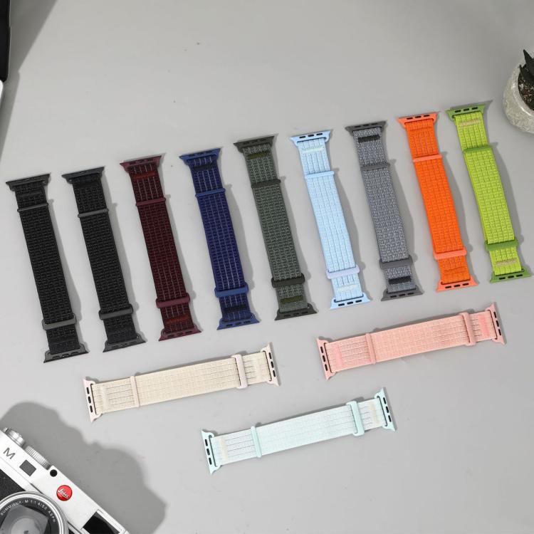 Two Section Nylon Woven Breathable Hook And Loop Fastener Watch Band, For Apple Watch 46mm / 49mm / 45mm / 44mm, For Apple Watch 42mm / 41mm / 40mm / 38mm