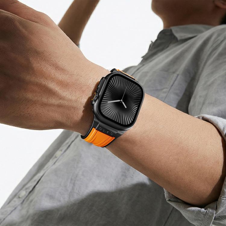 I-shaped Nail Folding Buckle Two Color Silicone Watch Band, For Apple Watch 46mm / 49mm / 45mm / 44mm