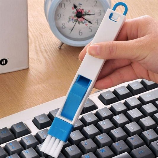 2 PCS Mini Cleaning Brush with Detachable Dustpan for Window Groove Keyboard Corner Crannies, 2 PCS Blue, 2 PCS Black