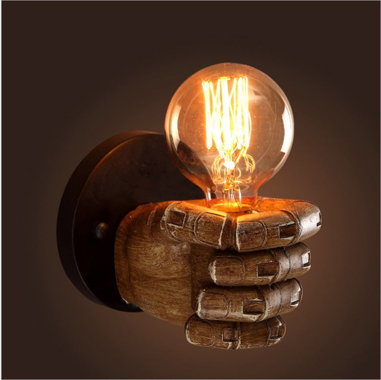 Creative Personality Fist Wall Lamp Bedroom Bedside Restaurant Cafe Resin Decorative Antique Lamps, Right Hand, Left Hand