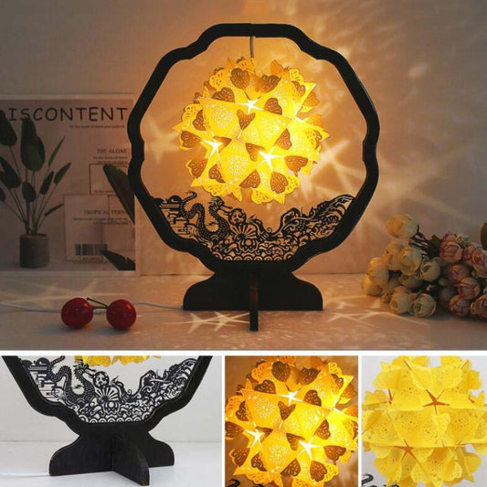 Paper Art Light And Shadow Paper Carving Lamp DIY Handmade Creative Small Table Lamp, Round-shaped, Fan-shaped, Arc-shaped