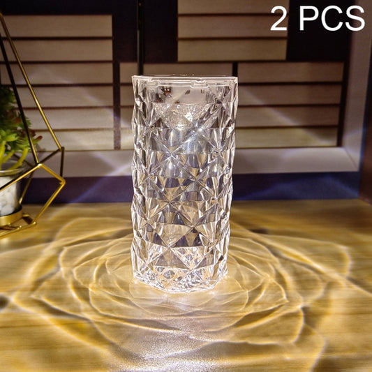 2 PCS SF-001A 1.5V Rose Ambient Light Bedside Crystal LED Desk Lamp, 2 PCS Yellow Light Without Humidifier, 2 PCS White Light Without Humidifier
