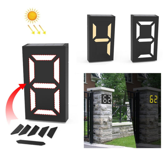 N766B DIY Solar Number Doorplate Lamp Outdoor Waterproof Wall Lights, N766B (Colorful Light Model), N766B (White Light/Warm Light)