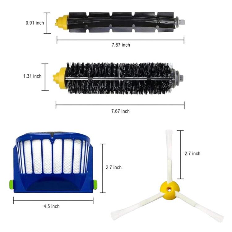 For IRobot Roomba 650 / 600 Series Sweeper Accessories Brush Filter & Triangle Side Brush, 15 in 1