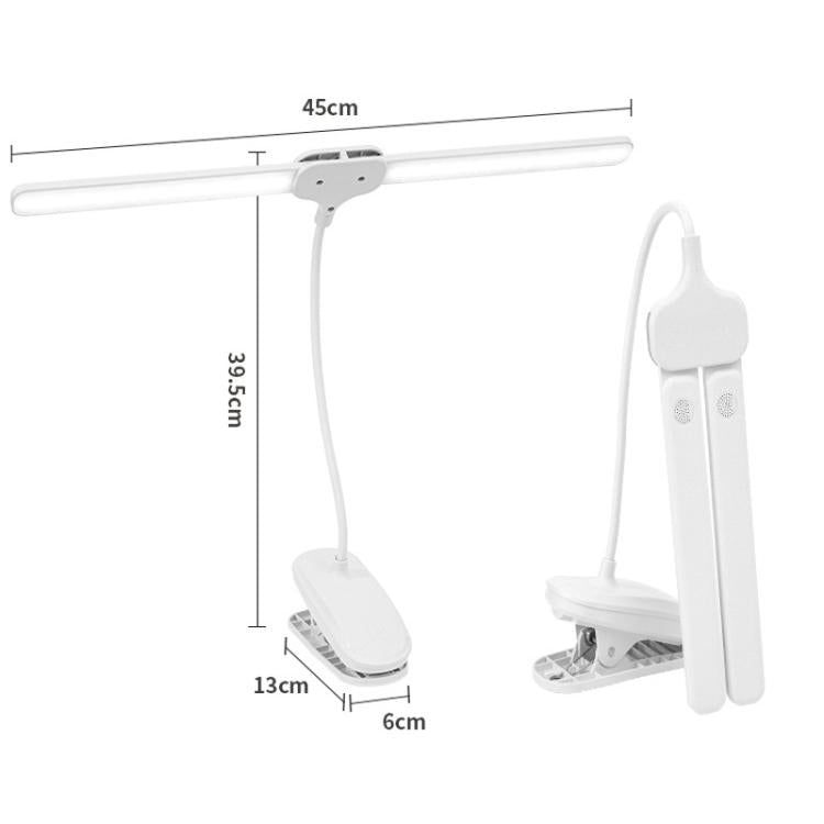 Xiajule Dual-Head Eye-Caring Clip On Lamp, Portable LED Rechargeable Student Reading Lamp, 800mAh, 1200mAh
