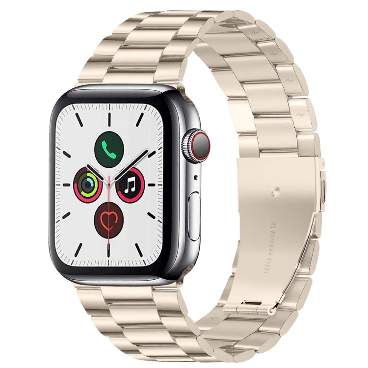 For Apple Watch Series 10 42mm / 9&8&7 41mm / SE 3&SE 2&6&SE&5&4 40mm / 3&2&1 38mm Fold Buckle 3 Beads Stainless Steel Watch Band