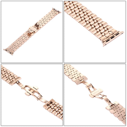 20mm Women Hidden Butterfly Buckle 7 Beads Stainless Steel Watch Band For Apple Watch 38mm(Silver Gold), 20mm Women