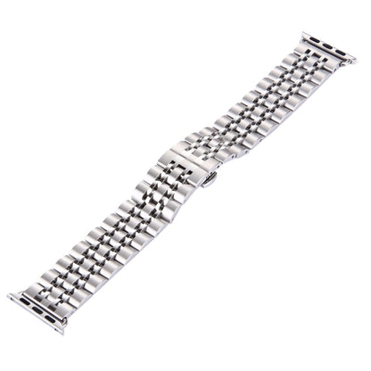 20mm Women Hidden Butterfly Buckle 7 Beads Stainless Steel Watch Band For Apple Watch 38mm(Silver Gold), 20mm Women