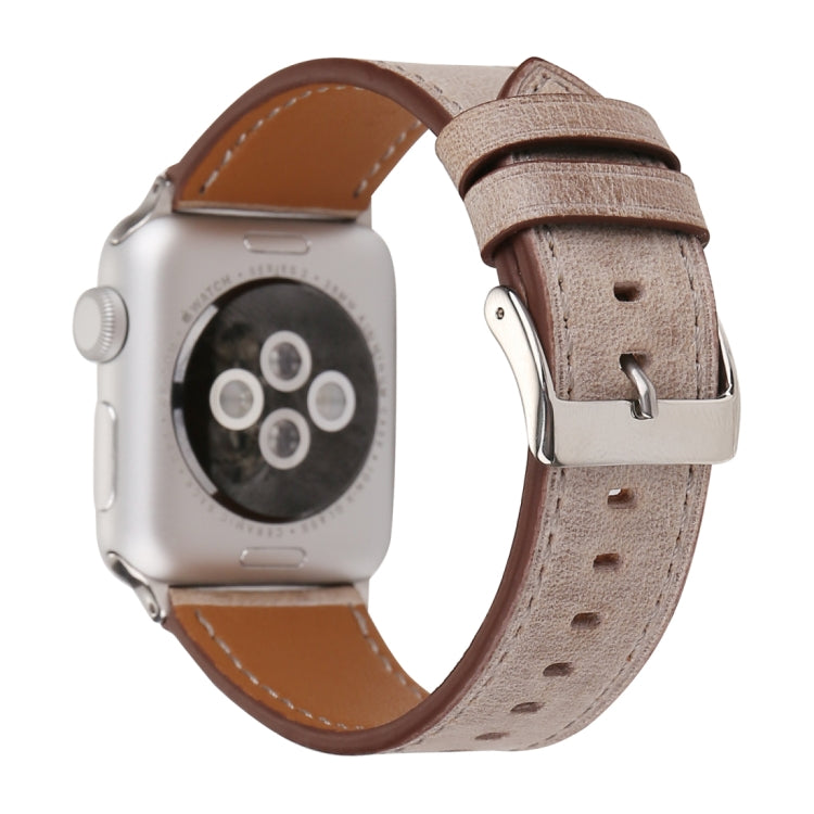 For Apple Watch Ultra 49mm&Watch Ultra 2 49mm / Series 10 46mm / 9&8&7 45mm / SE 3&SE 2&6&SE&5&4 44mm / 3&2&1 42mm Fresh Style Genuine Leather Watch Band, 42mm