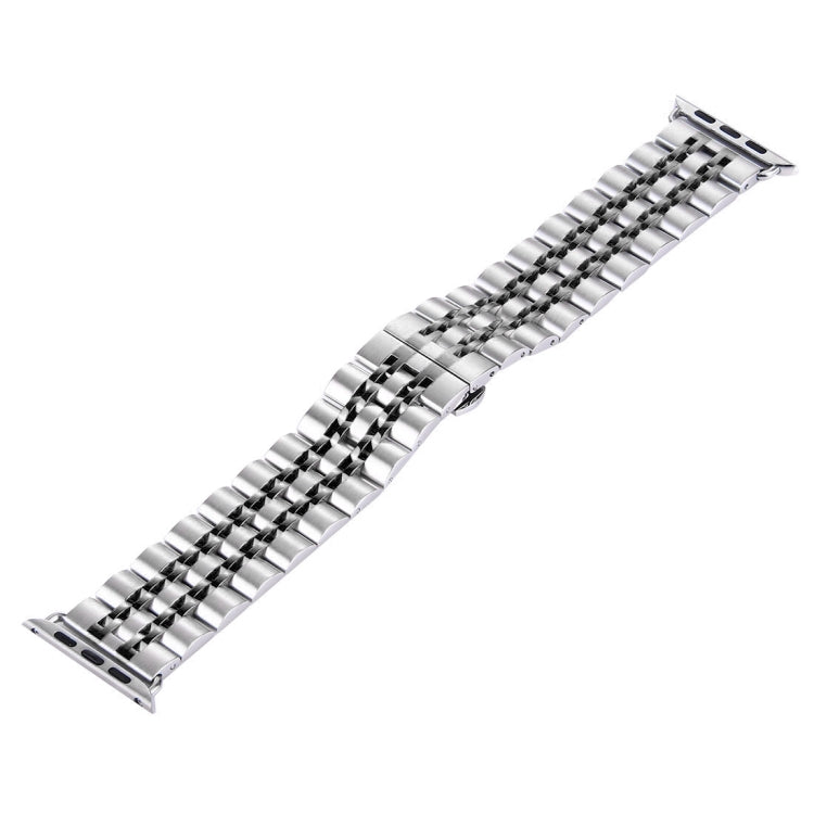 22mm Men Hidden Butterfly Buckle 7 Beads Stainless Steel Watch Band For Apple Watch 38mm, 22mm Men