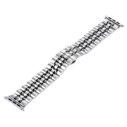 22mm Men Hidden Butterfly Buckle 7 Beads Stainless Steel Watch Band For Apple Watch 38mm, 22mm Men