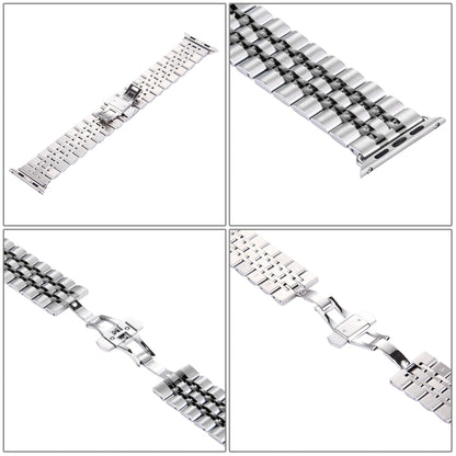 22mm Men Hidden Butterfly Buckle 7 Beads Stainless Steel Watch Band For Apple Watch 38mm, 22mm Men