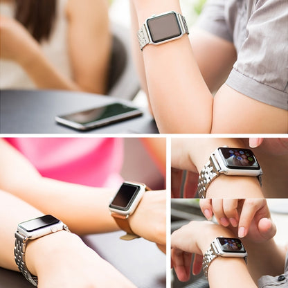 22mm Men Hidden Butterfly Buckle 7 Beads Stainless Steel Watch Band For Apple Watch 38mm, 22mm Men