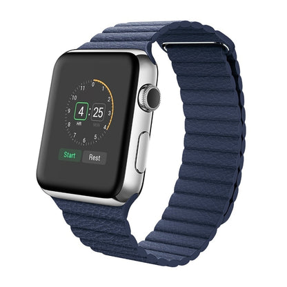 For Apple Watch 38mm Loop Magnetic Closure Clasp PU Leather Watch Band