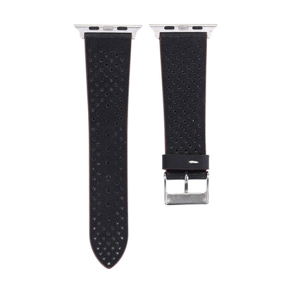 For Apple Watch Series 10 42mm / 9&8&7 41mm / SE 3&SE 2&6&SE&5&4 40mm / 3&2&1 38mm Simple Fashion Genuine Leather Hole Pattern Watch Band, 38mm