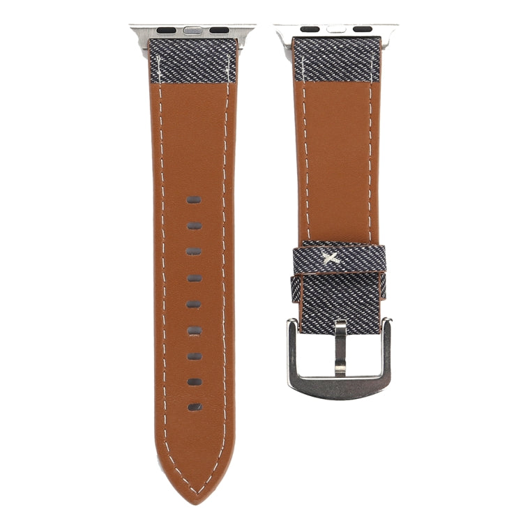 For Apple Watch Series 10 42mm / 9&8&7 41mm / SE 3&SE 2&6&SE&5&4 40mm / 3&2&1 38mm Simple Fashion Genuine Leather Cowboy Pattern Watch Band, 38mm