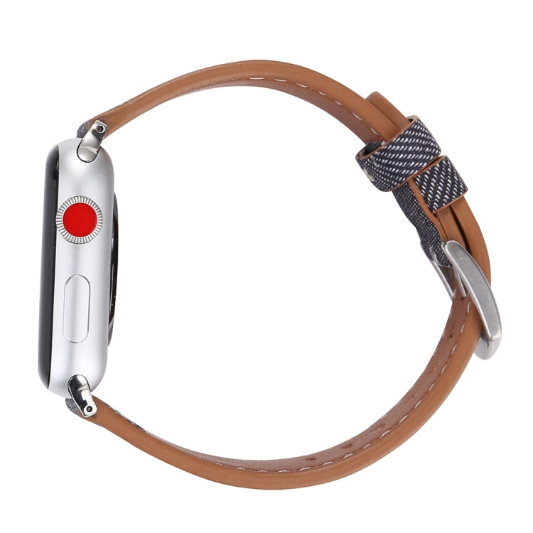 For Apple Watch Series 10 42mm / 9&8&7 41mm / SE 3&SE 2&6&SE&5&4 40mm / 3&2&1 38mm Simple Fashion Genuine Leather Cowboy Pattern Watch Band, 38mm