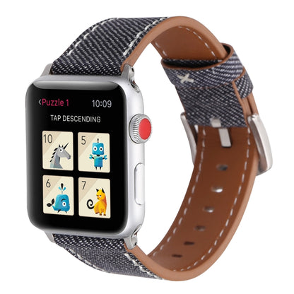For Apple Watch Series 10 42mm / 9&8&7 41mm / SE 3&SE 2&6&SE&5&4 40mm / 3&2&1 38mm Simple Fashion Genuine Leather Cowboy Pattern Watch Band, 38mm