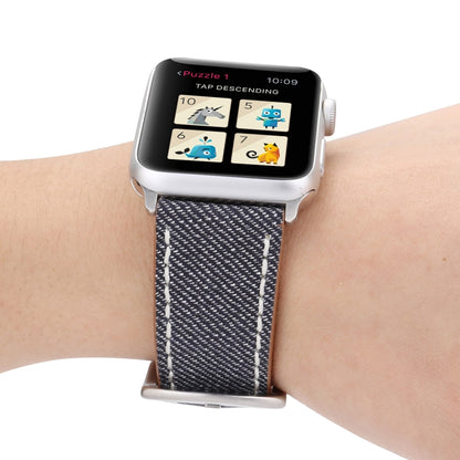 For Apple Watch Series 10 42mm / 9&8&7 41mm / SE 3&SE 2&6&SE&5&4 40mm / 3&2&1 38mm Simple Fashion Genuine Leather Cowboy Pattern Watch Band, 38mm