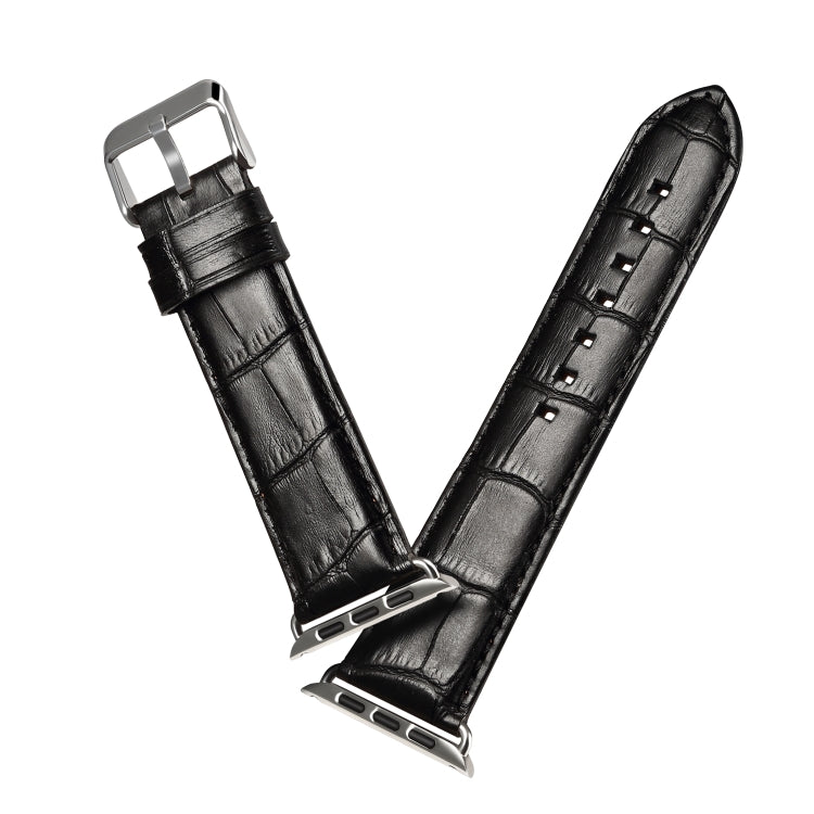Denior Crocodile Grain Watch Cowhide Leather Watch Band for Apple Watch Ultra 49mm&Watch Ultra 2 49mm / Series 10 46mm / 9&8&7 45mm / SE 3&SE 2&6&SE&5&4 44mm / 3&2&1 42mm