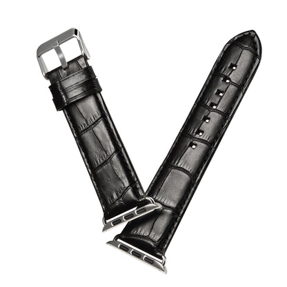 Denior Crocodile Grain Watch Cowhide Leather Watch Band for Apple Watch Ultra 49mm&Watch Ultra 2 49mm / Series 10 46mm / 9&8&7 45mm / SE 3&SE 2&6&SE&5&4 44mm / 3&2&1 42mm