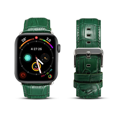 Denior Crocodile Grain Watch Cowhide Leather Watch Band for Apple Watch Series 10 42mm / 9&8&7 41mm / SE 3&SE 2&6&SE&5&4 40mm / 3&2&1 38mm