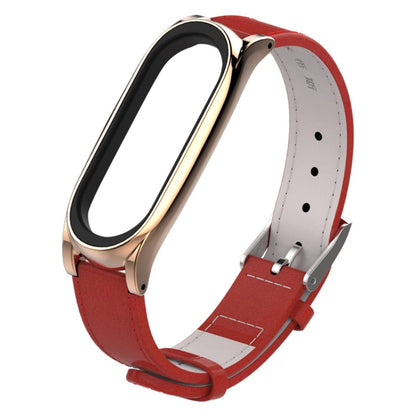 Mijobs Screwless Magnetic Case Top-grain Leather Watch Band for Xiaomi Mi Band 5 & 6, Host not Included