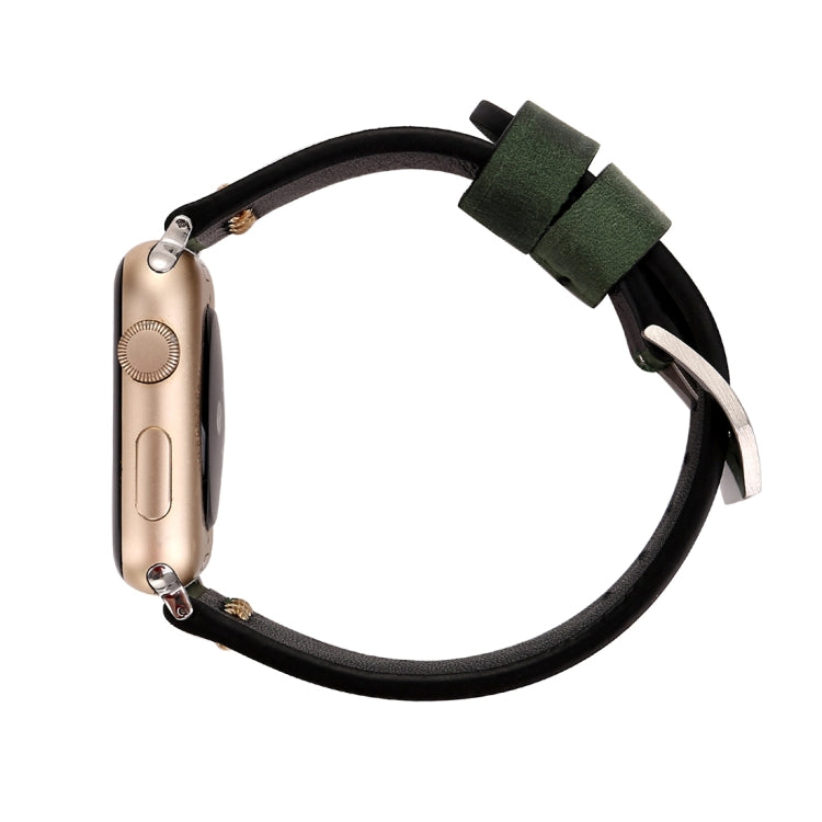 For Apple Watch Ultra 49mm&Watch Ultra 2 49mm / Series 10 46mm / 9&8&7 45mm / SE 3&SE 2&6&SE&5&4 44mm / 3&2&1 42mm Retro XX Line Pattern Genuine Leather Wrist Watch Band, For 42mm