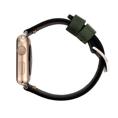 For Apple Watch Ultra 49mm&Watch Ultra 2 49mm / Series 10 46mm / 9&8&7 45mm / SE 3&SE 2&6&SE&5&4 44mm / 3&2&1 42mm Retro XX Line Pattern Genuine Leather Wrist Watch Band, For 42mm