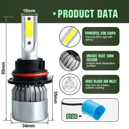 2pcs 9007 18W 1800LM 6000K Waterproof IP68 Car Auto LED Headlight with 2 COB LED Lamps, DC 9-36V, 9007
