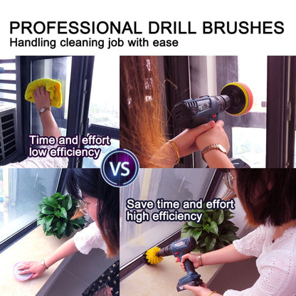 14 in 1 4 inch Sponge Scouring Pad Floor Wall Window Glass Cleaning Descaling Electric Drill Brush Head Set, Random Color Delivery, 14 in 1