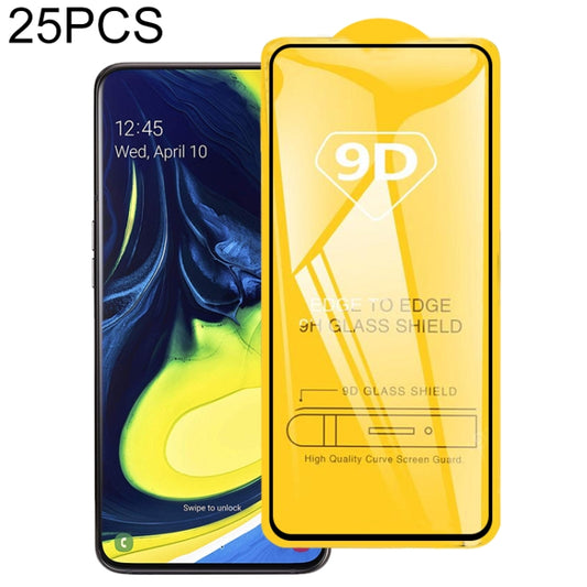 25 PCS 9D Full Glue Full Screen Tempered Glass Film, For Galaxy A90 & A80, For Galaxy A10, For Galaxy A20 & A30 & A50 & M30, For Galaxy A40, For Galaxy A9 Pro (2019), For Galaxy A2 Core, For Galaxy A40S, For Galaxy A20e, For Galaxy S10e