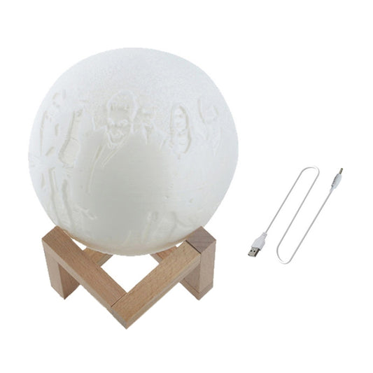 Customized Patted 3-color 3D Print Moon Lamp USB Charging Energy-saving LED Night Light with Wooden Holder Base, 8cm, 10cm, 13cm, 15cm, 18cm, 20cm